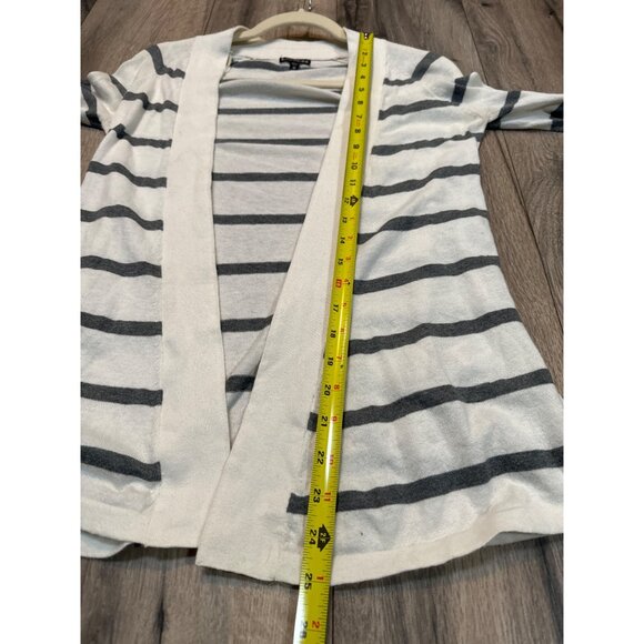 Express Womens Striped Open Cardigan XS 100% Cotton Gray/White - Picture 6 of 7